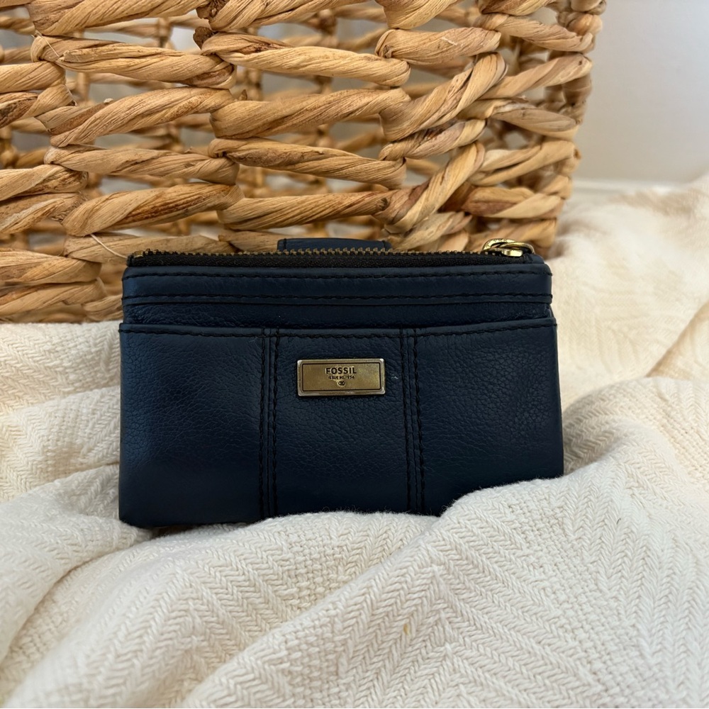 Fossil Navy Leather Wallet